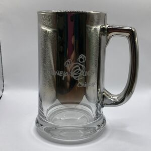 DISNEY QUEST Chicago Etched Chrome Metallic Mirror Ombre Beer Stein Mug